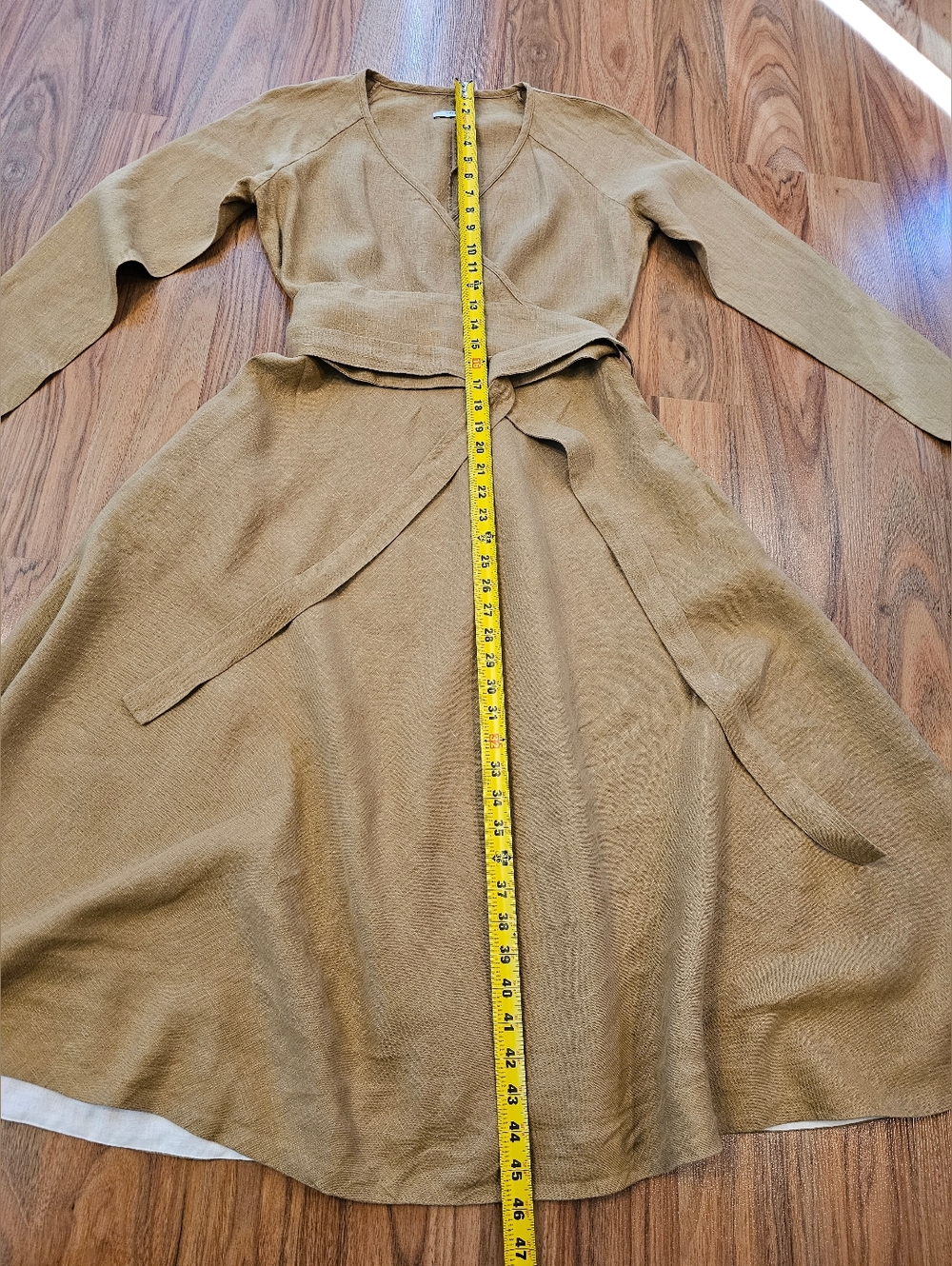 Handsewn Heavyweight Midi Linen Wrap Style Dress Made By VisibleArt On Etsy S: M - Picture 7 of 16